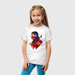 Футболка хлопковая детская Джонни Кейдж, цвет: белый — фото 2