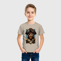 Футболка хлопковая детская Одноглазый пират Йо-хо-хо и бутылка рома, цвет: миндальный — фото 2