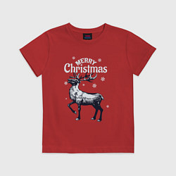 Футболка хлопковая детская Merry christmas deer, цвет: красный