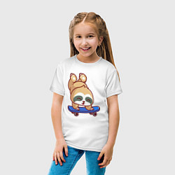 Футболка хлопковая детская Ленивец скейтер, цвет: белый — фото 2