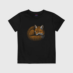 Детская футболка Спящий рыжий лисёнок