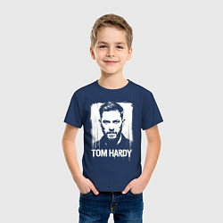 Футболка хлопковая детская Том Харди в краске экспрессия, цвет: тёмно-синий — фото 2