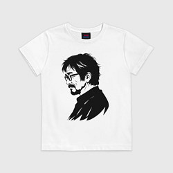 Футболка хлопковая детская Хаяо Миядзаки в профиль, цвет: белый