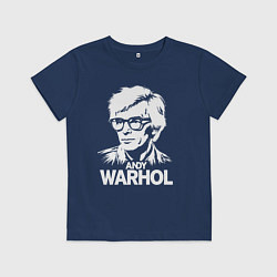 Футболка хлопковая детская Энди Уорхол в стиле стрит-арт, цвет: тёмно-синий
