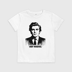 Детская футболка Портрет Энди Уорхола в каплях краски