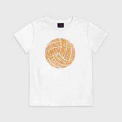Футболка хлопковая детская Volleyball words, цвет: белый