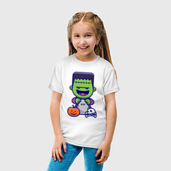 Футболка хлопковая детская Забавный Франкенштейн, цвет: белый — фото 2