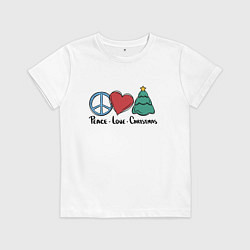 Детская футболка Мир, любовь, Рождество
