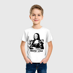 Футболка хлопковая детская Мона Лиза графическая интерпретация, цвет: белый — фото 2