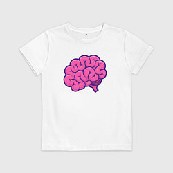 Футболка хлопковая детская Pinky brain, цвет: белый