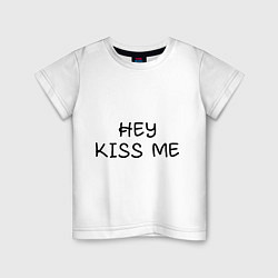 Футболка хлопковая детская Hey kiss me, цвет: белый