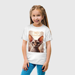 Футболка хлопковая детская Yo - Im Devon Rex, цвет: белый — фото 2