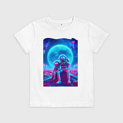 Детская футболка Морти и Рик на неоновой планете