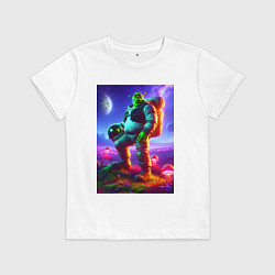 Футболка хлопковая детская Космонавт Шрек на похожей планете, цвет: белый