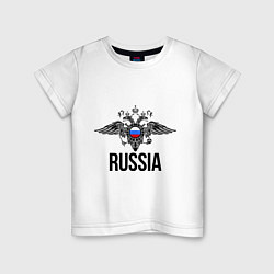 Футболка хлопковая детская Russia, цвет: белый