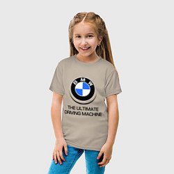 Футболка хлопковая детская BMW Driving Machine, цвет: миндальный — фото 2