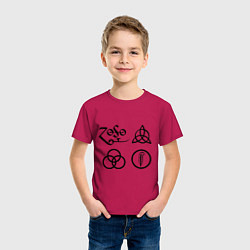 Футболка хлопковая детская Led Zeppelin: symbols, цвет: маджента — фото 2