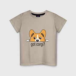 Футболка хлопковая детская Got Corgi, цвет: миндальный