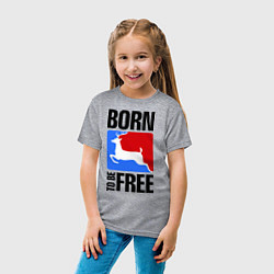 Футболка хлопковая детская Born to be free, цвет: меланж — фото 2