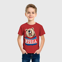 Футболка хлопковая детская Made in Russia: медведь, цвет: красный — фото 2
