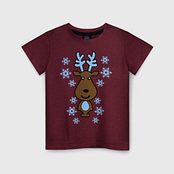 Детская футболка Милый олень и снежинки