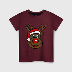 Футболка хлопковая детская Рождественский олень, цвет: меланж-бордовый