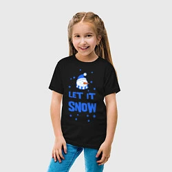Футболка хлопковая детская Снеговик Let it snow, цвет: черный — фото 2
