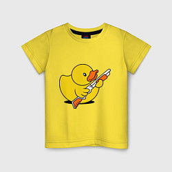 Футболка хлопковая детская Утенок с ружъем, цвет: желтый