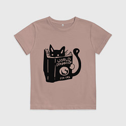 Футболка хлопковая детская Кот с книгой, цвет: пыльно-розовый