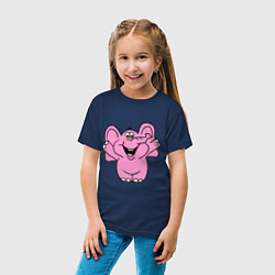 Футболка хлопковая детская Розовый слон, цвет: тёмно-синий — фото 2