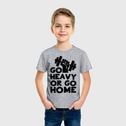 Футболка хлопковая детская Go heavy or go home, цвет: меланж — фото 2