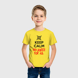 Футболка хлопковая детская Keep Calm & Justice For All, цвет: желтый — фото 2