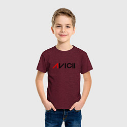 Футболка хлопковая детская Avicii цвета меланж-бордовый — фото 2