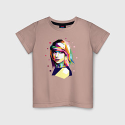 Футболка хлопковая детская Taylor Swift Art, цвет: пыльно-розовый