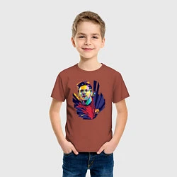 Футболка хлопковая детская Messi Art, цвет: кирпичный — фото 2