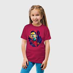 Футболка хлопковая детская Messi Art, цвет: маджента — фото 2