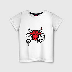 Футболка хлопковая детская Chicago Bulls (череп), цвет: белый