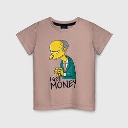 Футболка хлопковая детская Mr. Burns: I get money, цвет: пыльно-розовый