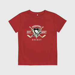 Футболка хлопковая детская Pittsburgh Penguins: Est.1967, цвет: красный
