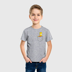 Футболка хлопковая детская Карманный Барт, цвет: меланж — фото 2