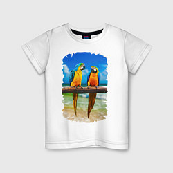 Детская футболка Попугаи у моря