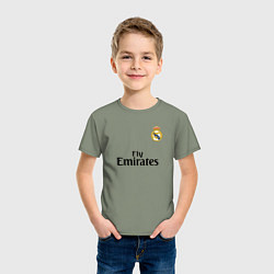Футболка хлопковая детская Real Madrid: Fly Emirates, цвет: авокадо — фото 2