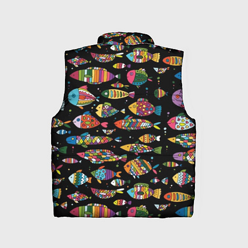 Детский жилет Разноцветные рыбы - черный фон / 3D-Красный – фото 2