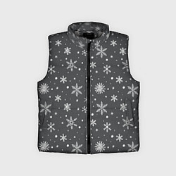Детский жилет Белые снежинки на сером фоне, цвет: 3D-светло-серый
