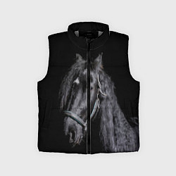 Детский жилет Лошадь на черном фоне
