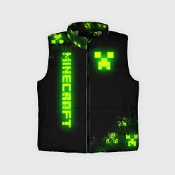 Детский жилет MINECRAFT NEON LOGO CREEPER, цвет: 3D-светло-серый