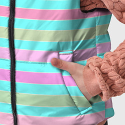 Детский жилет Pink turquoise stripes horizontal Полосатый узор, цвет: 3D-красный — фото 2