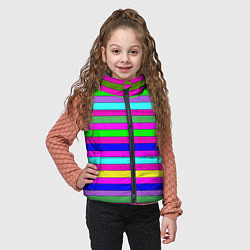 Детский жилет Multicolored neon bright stripes, цвет: 3D-светло-серый — фото 2