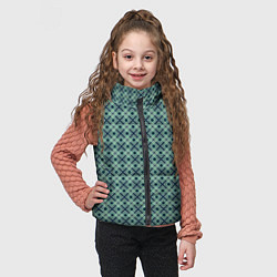Детский жилет Геометрический бирюзовый узор на текстурированном, цвет: 3D-черный — фото 2