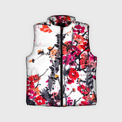 Детский жилет Живописная ветка сакуры, цвет: 3D-черный